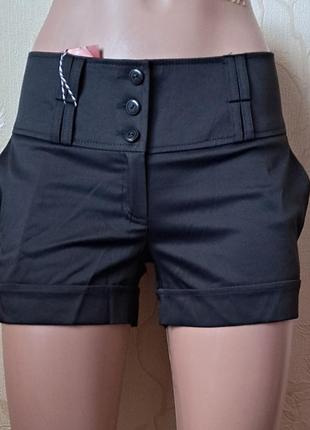 Класичні жіночі шорти, з кишенями, темно синій колір, чорний колір2 фото