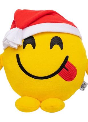 Декоративная стильная веселая подушка игрушка новогодняя смайлик emoji обнимашка в подарок к новому году