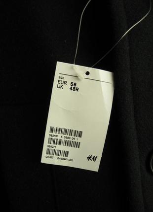 Пальто жакет черный мужской шерсть h&m 58 l xl6 фото