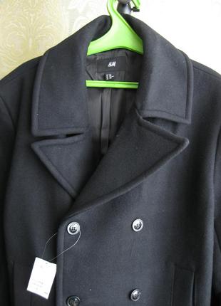 Пальто жакет черный мужской шерсть h&m 58 l xl7 фото