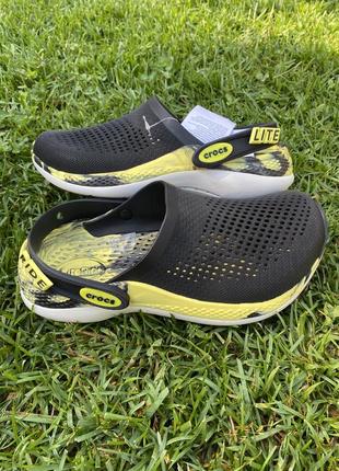 Сабо crocs literide 360 clog black/citrus черные кроксы 36-44