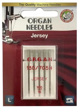Иглы швейные для вязаных и трикотажных тканей organ jersey №100 для бытовых швейных машин упаковка 5 штук