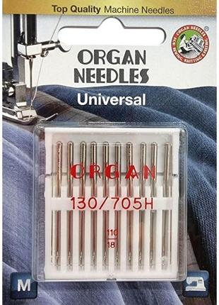 Голки швейні універсальні organ №110 для побутових швейних машин блістерна упаковка 10 штук
