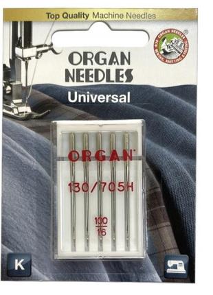 Иглы швейные универсальные organ №100 для бытовых швейных машин блистерная упаковка 5 штук (6496)