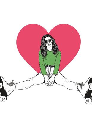 Интерьерная наклейка на стену девушка на роликах oracal размер 70x96см