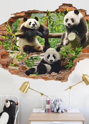 Интерьерная наклейка на стену панды oracal размер 96х64см