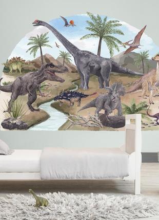 Інтер'єрна наклейка на стіну динозаври акварель oracal розмір 96х65см2 фото