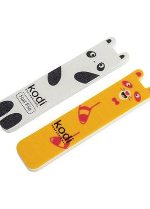 Детский набор для ногтей kodi, пилка 180/220 "панда", полировщик 400/300 "енот"
