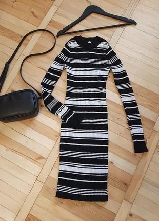 Хлопковое мини платье в полоску/натуральное брендовое платье h&m