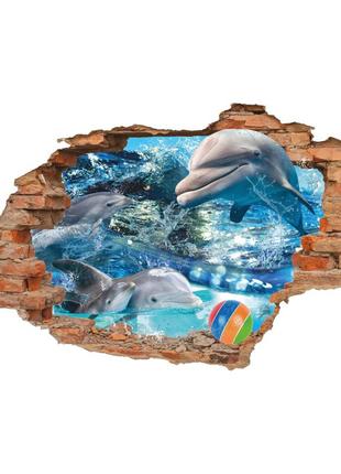 Інтер'єрна наклейка на стіну дельфіни oracal розмір 96х64см2 фото