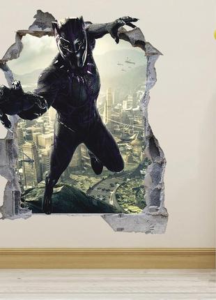 Інтер'єрна наклейка на стіну чорна пантера oracal розмір 77х96см1 фото