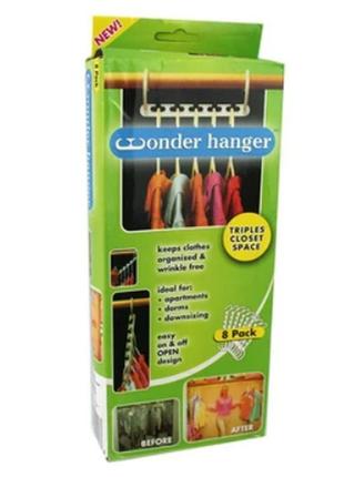 Набір вішалок для одягу wonder hangers, 8 шт. в упаковці, органайзер для шафи7 фото