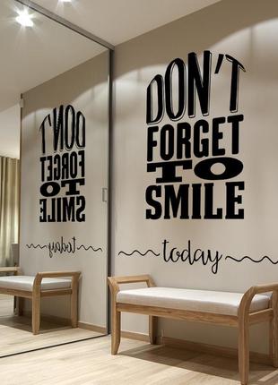 Интерьерная наклейка на стену dont forget to smile oracal черный размер 96x75см