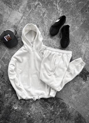 Однотонный белый спортивный костюм / мужские оверсайз костюма