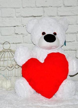 М'яка іграшка білий ведмідь 77 см з серцем 40 см
