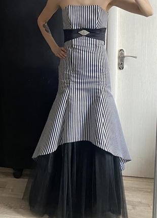 Выпускное платье рыбка черно белое3 фото