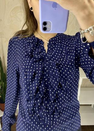 463.ошатна віскозна блузка в принт білий горох іспанського бренду zara.