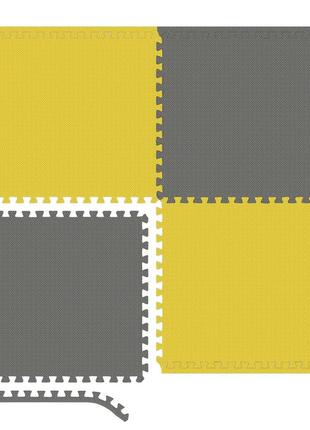 Мат-пазл hop-sport eva 1cm hs-a010pm - 4 частей (60*60) желто-серый1 фото
