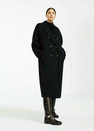 Демісезонне пальто шерстяне кашемірове чорне у стилі zara mango h&m massimo dutti