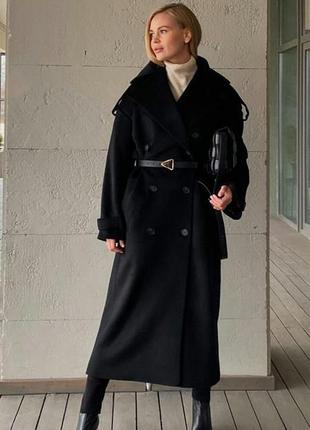 Демісезонне пальто-тренч шерстяне кашемірове чорне у стилі zara mango h&m massimo dutti