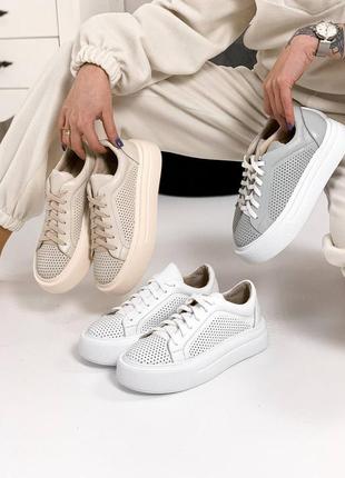 🔥 шикарные кожаные кеды с перфорацией