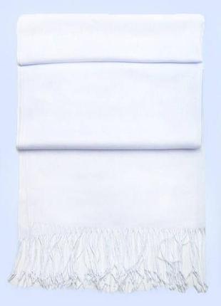 Палантин шарф без рисунка весенний осенний коттон саманта белый3 фото