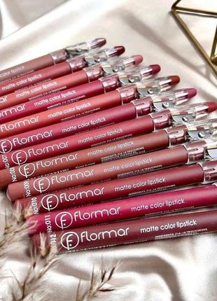 Набір нюдовых олівців для губ flormar matte color lipstick (12 шт)1 фото