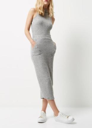 Базова спідниця в рубчик river island, спідниця міді сіра8 фото