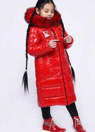 Зимовий пуховик для дівчинки x-woyz червоний 122-128 см2 фото