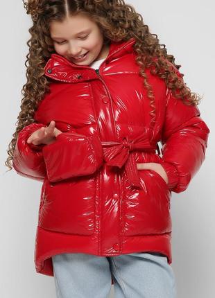 Зимняя куртка для девочки x-woyz красная 110-116 см3 фото