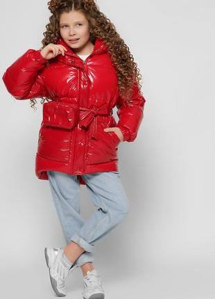 Зимняя куртка для девочки x-woyz красная 110-116 см6 фото