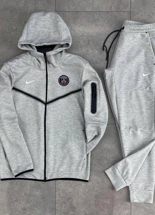 Весняний сірий спортивний костюм nike tech fleece psg демисезонный серый спортивный костюм nike psg tech fleece костюм найк псж