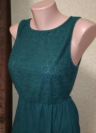 Легкое трикотажное летнее платье сарафан зеленого цвета. s2 фото
