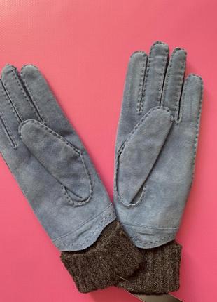 Красивые перчатки комбинированные замша шерсть 7 размер2 фото