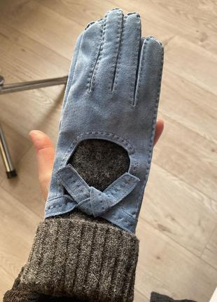 Красивые перчатки комбинированные замша шерсть 7 размер6 фото