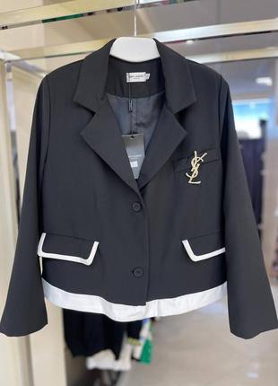 Піджак жакет в стилі saint loren чорний вільного крою