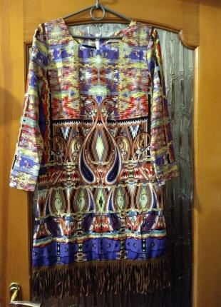 Платье с орнаментом в стиле хиппи с бахромой (фрация)3 фото