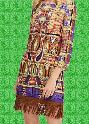 Платье с орнаментом в стиле хиппи с бахромой (фрация)