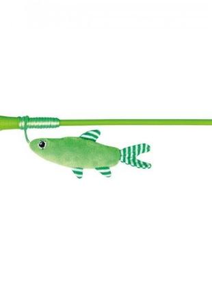 Іграшка для кішок паличка з плюшевою рибкою trixie 45742 42 см (4047974457429)1 фото