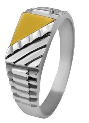 Печатка серебряная с золотом 365з, 20.5 размер