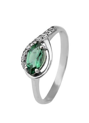 Кольцо серебряное с зелёным кварцем дорис 1968/9р з кварц , 18 размер