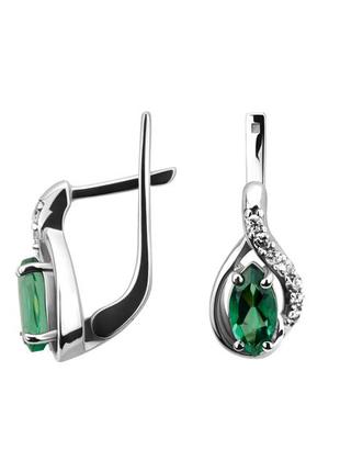 Серьги серебряные с зелёным кварцем дорис 2516/9р з кварц
