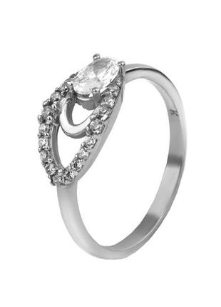 Кільце срібне з цирконієм алсу 1048/1р, 18 розмір