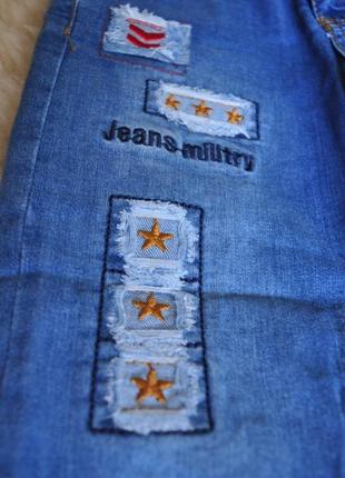 Модные джинсы с аппликацией, 95% котон, весна-лето, wikiland, синие, от 2 до 12 лет3 фото