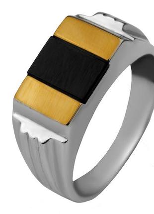 Печатка серебряная с золотом 540з, 19 размер