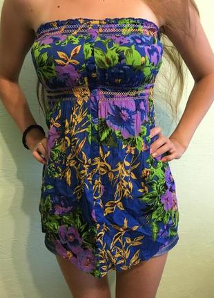 Яркая сочная туника топ без бретелек f&f