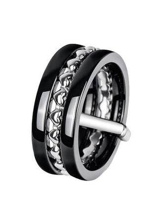 Кольцо серебряное с керамикой и фианитами лион кч032а, 17 размер