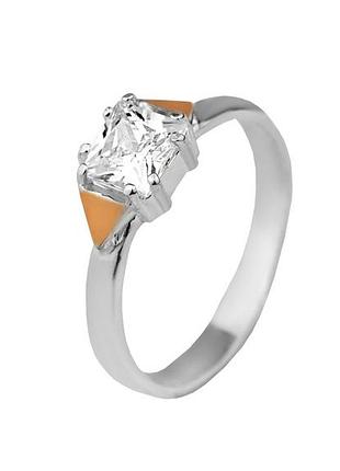 Кольцо серебряное с золотом и цирконием 0396.10к, 17 размер