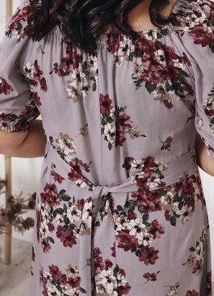 Красиве літнє повсякденне плаття з квіткового штапелю, сіре, великих розмірів 48-583 фото