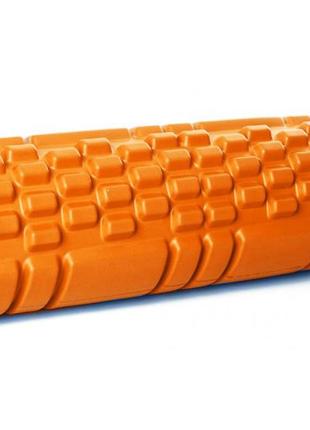 Массажный роллер easyfit grid roller mini 30 см оранжевый1 фото
